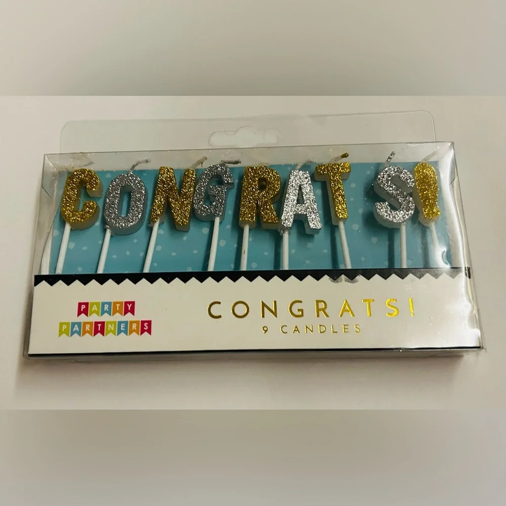 New CONGRATS Gold Silver Glitter Candles 9 Partner Planners made in Cambodia